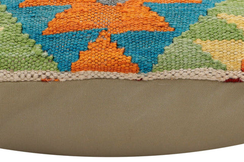 handmade Traditional Pillow Rust Blue Hand-Woven SQUARE 100% WOOL Hand woven turkish pillow2 x 2