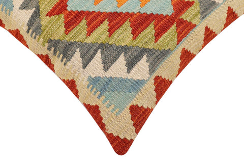 handmade Traditional Pillow Rust Blue Hand-Woven SQUARE 100% WOOL Hand woven turkish pillow2 x 2
