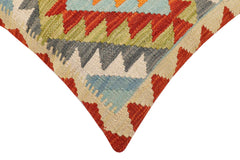 handmade Traditional Pillow Rust Blue Hand-Woven SQUARE 100% WOOL Hand woven turkish pillow2' x 2'