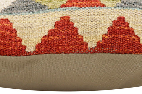handmade Traditional Pillow Rust Blue Hand-Woven SQUARE 100% WOOL Hand woven turkish pillow2 x 2