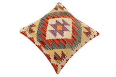 handmade Traditional Pillow Rust Gray Hand-Woven SQUARE 100% WOOL Hand woven turkish pillow2' x 2'