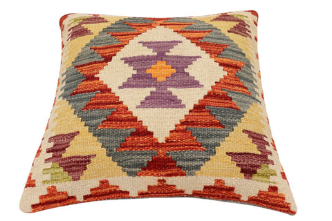 handmade Traditional Pillow Rust Gray Hand-Woven SQUARE 100% WOOL Hand woven turkish pillow2 x 2