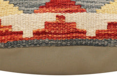 handmade Traditional Pillow Rust Gray Hand-Woven SQUARE 100% WOOL Hand woven turkish pillow2' x 2'