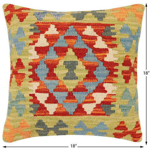 handmade Traditional Pillow Rust Blue Hand-Woven SQUARE 100% WOOL Hand woven turkish pillow2 x 2