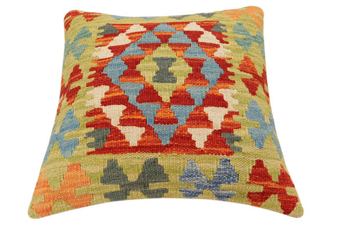 handmade Traditional Pillow Rust Blue Hand-Woven SQUARE 100% WOOL Hand woven turkish pillow2 x 2