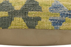 handmade Traditional Pillow Rust Blue Hand-Woven SQUARE 100% WOOL Hand woven turkish pillow2' x 2'