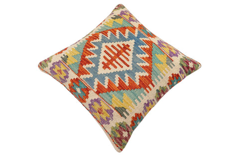 handmade Traditional Pillow Rust Blue Hand-Woven SQUARE 100% WOOL Hand woven turkish pillow2 x 2