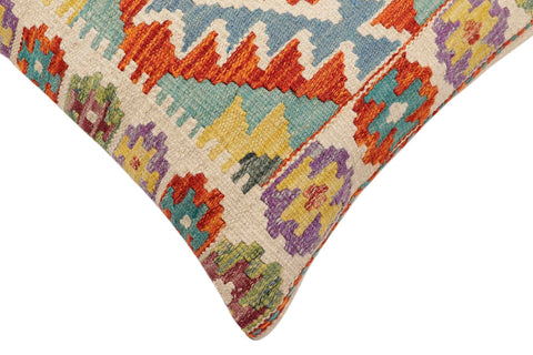 handmade Traditional Pillow Rust Blue Hand-Woven SQUARE 100% WOOL Hand woven turkish pillow2 x 2