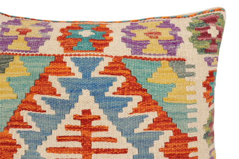 handmade Traditional Pillow Rust Blue Hand-Woven SQUARE 100% WOOL Hand woven turkish pillow2 x 2