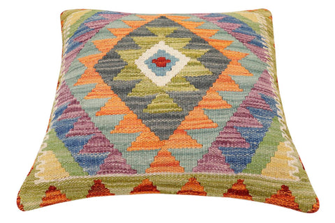 handmade Traditional Pillow Rust Blue Hand-Woven SQUARE 100% WOOL Hand woven turkish pillow2 x 2