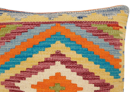 handmade Traditional Pillow Rust Blue Hand-Woven SQUARE 100% WOOL Hand woven turkish pillow2 x 2