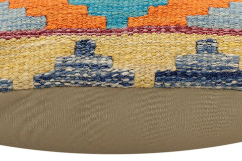 handmade Traditional Pillow Rust Blue Hand-Woven SQUARE 100% WOOL Hand woven turkish pillow2 x 2