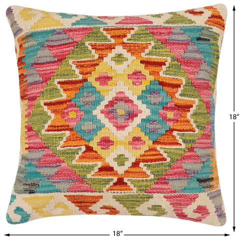 handmade Traditional Pillow Rust Blue Hand-Woven SQUARE 100% WOOL Hand woven turkish pillow2 x 2