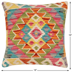 handmade Traditional Pillow Rust Blue Hand-Woven SQUARE 100% WOOL Hand woven turkish pillow2' x 2'