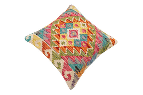 handmade Traditional Pillow Rust Blue Hand-Woven SQUARE 100% WOOL Hand woven turkish pillow2 x 2