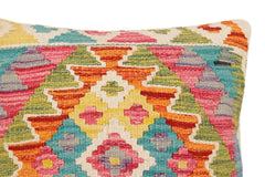 handmade Traditional Pillow Rust Blue Hand-Woven SQUARE 100% WOOL Hand woven turkish pillow2' x 2'