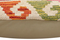 handmade Traditional Pillow Rust Blue Hand-Woven SQUARE 100% WOOL Hand woven turkish pillow2' x 2'