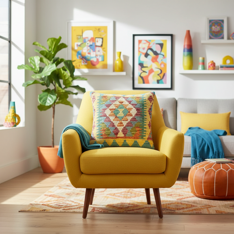 Bohemien Coles Turkish Hand-Woven Kilim Pillow