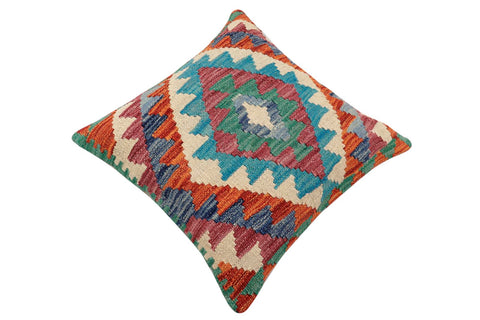 handmade Traditional Pillow Rust Blue Hand-Woven SQUARE 100% WOOL Hand woven turkish pillow2 x 2