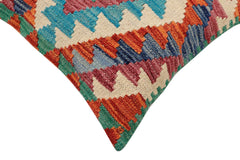 handmade Traditional Pillow Rust Blue Hand-Woven SQUARE 100% WOOL Hand woven turkish pillow2' x 2'