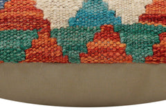 handmade Traditional Pillow Rust Blue Hand-Woven SQUARE 100% WOOL Hand woven turkish pillow2' x 2'