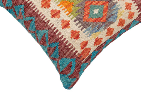 handmade Traditional Pillow Rust Blue Hand-Woven SQUARE 100% WOOL Hand woven turkish pillow2 x 2