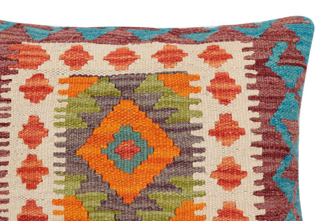 handmade Traditional Pillow Rust Blue Hand-Woven SQUARE 100% WOOL Hand woven turkish pillow2 x 2