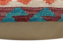 handmade Traditional Pillow Rust Blue Hand-Woven SQUARE 100% WOOL Hand woven turkish pillow2' x 2'