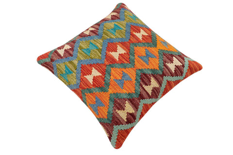 handmade Traditional Pillow Rust Blue Hand-Woven SQUARE 100% WOOL Hand woven turkish pillow2 x 2