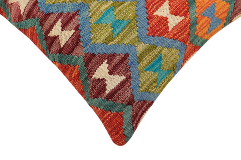 handmade Traditional Pillow Rust Blue Hand-Woven SQUARE 100% WOOL Hand woven turkish pillow2 x 2