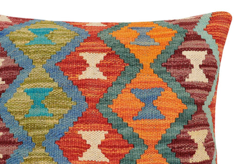 handmade Traditional Pillow Rust Blue Hand-Woven SQUARE 100% WOOL Hand woven turkish pillow2 x 2