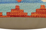handmade Traditional Pillow Rust Blue Hand-Woven SQUARE 100% WOOL Hand woven turkish pillow2' x 2'
