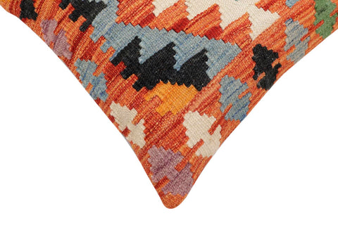 handmade Traditional Pillow Rust Blue Hand-Woven SQUARE 100% WOOL  Hand woven turkish pillow  3 x 5