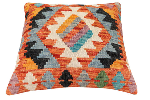 handmade Traditional Pillow Rust Blue Hand-Woven SQUARE 100% WOOL  Hand woven turkish pillow  3 x 5