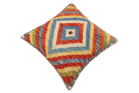 handmade Traditional Pillow Rust Blue Hand-Woven SQUARE 100% WOOL Hand woven turkish pillow2 x 2