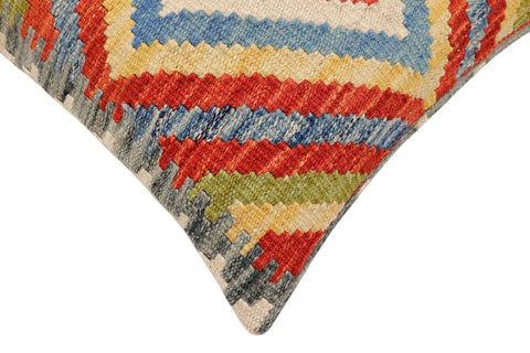 handmade Traditional Pillow Rust Blue Hand-Woven SQUARE 100% WOOL Hand woven turkish pillow2 x 2