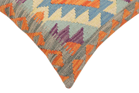 handmade Traditional Pillow Rust Blue Hand-Woven SQUARE 100% WOOL  Hand woven turkish pillow  2 x 2