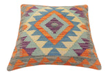 handmade Traditional Pillow Rust Blue Hand-Woven SQUARE 100% WOOL  Hand woven turkish pillow  2 x 2