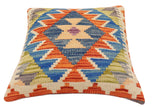handmade Traditional Pillow Rust Blue Hand-Woven SQUARE 100% WOOL Hand woven turkish pillow2' x 2'