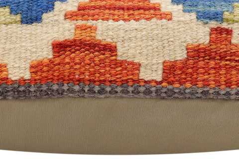 handmade Traditional Pillow Rust Blue Hand-Woven SQUARE 100% WOOL Hand woven turkish pillow2 x 2