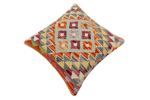 handmade Traditional Pillow Rust Blue Hand-Woven SQUARE 100% WOOL Hand woven turkish pillow2 x 2