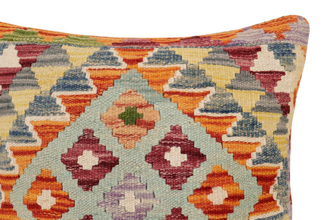 handmade Traditional Pillow Rust Blue Hand-Woven SQUARE 100% WOOL Hand woven turkish pillow2 x 2