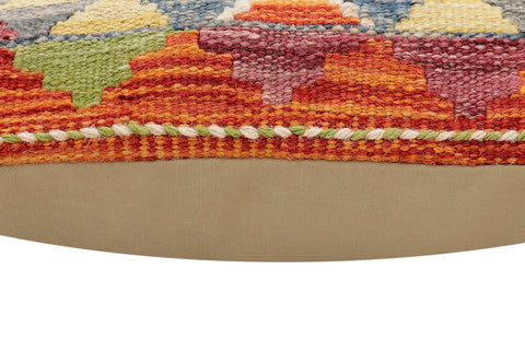 handmade Traditional Pillow Rust Blue Hand-Woven SQUARE 100% WOOL Hand woven turkish pillow2 x 2