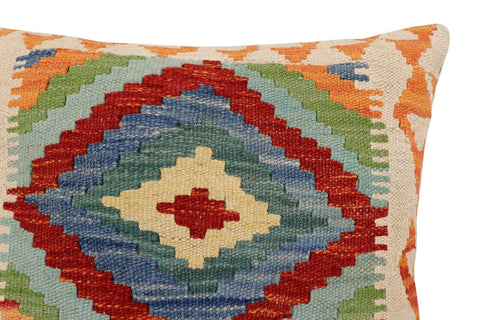 handmade Traditional Pillow Rust Blue Hand-Woven SQUARE 100% WOOL  Hand woven turkish pillow  3 x 5