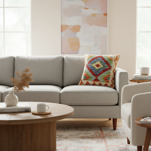 Rustic Wagner Turkish Hand-Woven Kilim Pillow