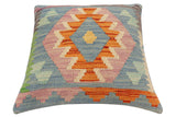 handmade Traditional Pillow Rust Blue Hand-Woven SQUARE 100% WOOL Hand woven turkish pillow2' x 2'