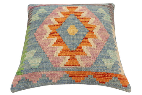 handmade Traditional Pillow Rust Blue Hand-Woven SQUARE 100% WOOL Hand woven turkish pillow2 x 2