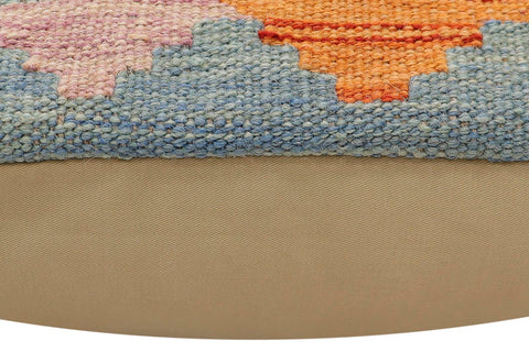 handmade Traditional Pillow Rust Blue Hand-Woven SQUARE 100% WOOL Hand woven turkish pillow2 x 2