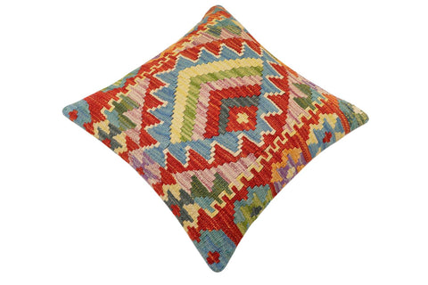 handmade Traditional Pillow Rust Blue Hand-Woven SQUARE 100% WOOL Hand woven turkish pillow2 x 2