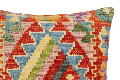 handmade Traditional Pillow Rust Blue Hand-Woven SQUARE 100% WOOL Hand woven turkish pillow2 x 2